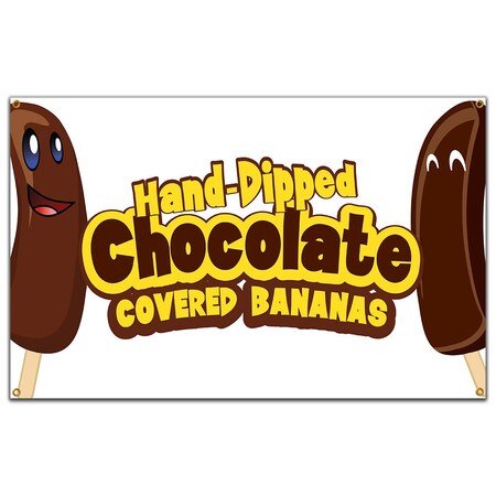Signmission Chocolate Covered Bananas Banner Concession Stand Food Truck Single Sided B-Chocolate Covered Bananas19